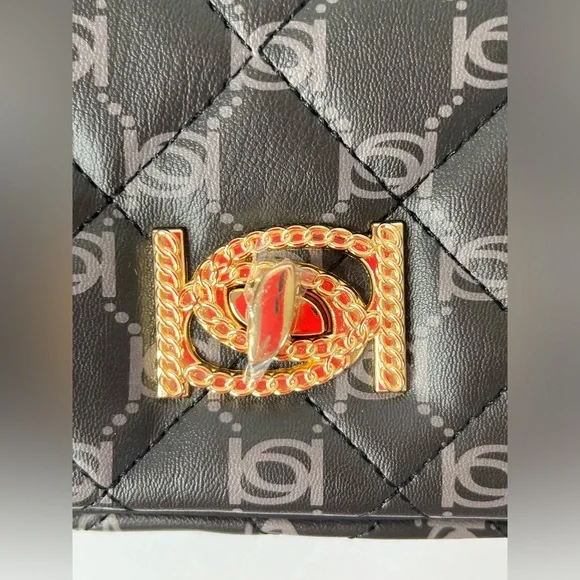 BEBE LIV MONOGRAM CROSSBODY BLACK DOVE GREY LOGO PURSE SHOULDERBAG NEW WITH TAG - Picture 4 of 11